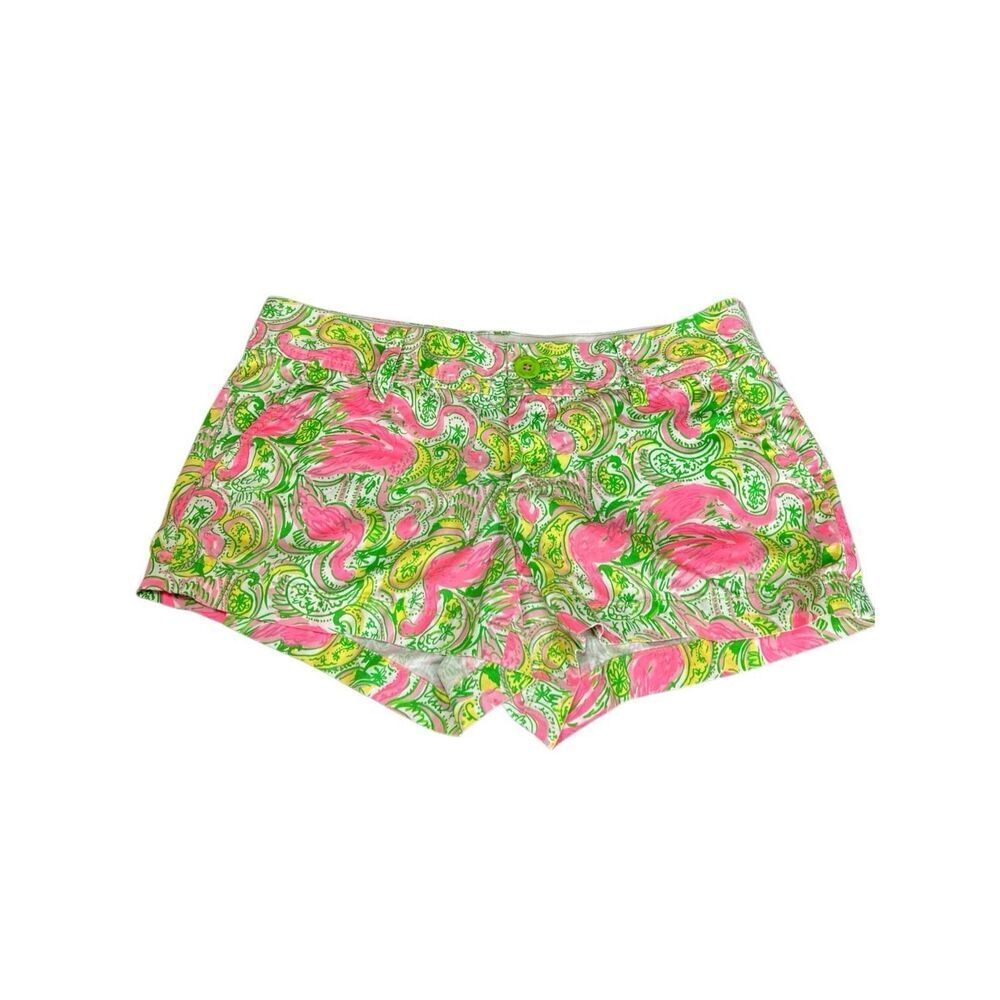 Lilly Pulitzer Shorts Womens Size 4 Hot Wings Flamingo Chino Walsh Cotton Preppy